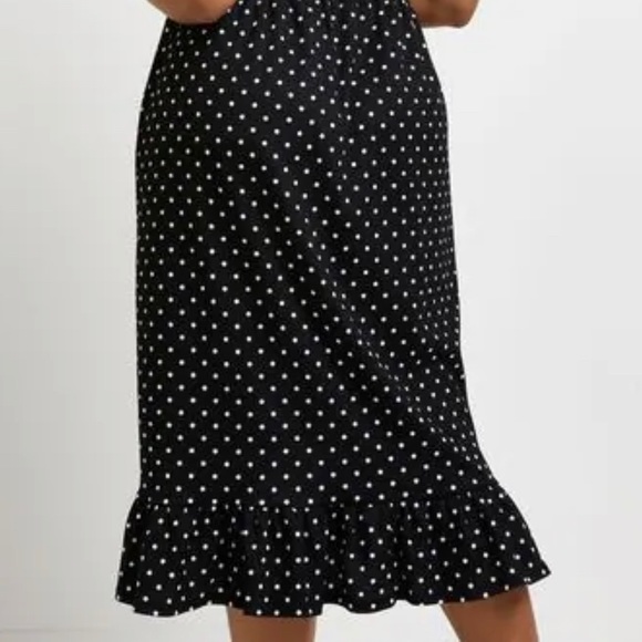 River Island Size 18 Black Frill Detail Spot Dress - Picture 7 of 8